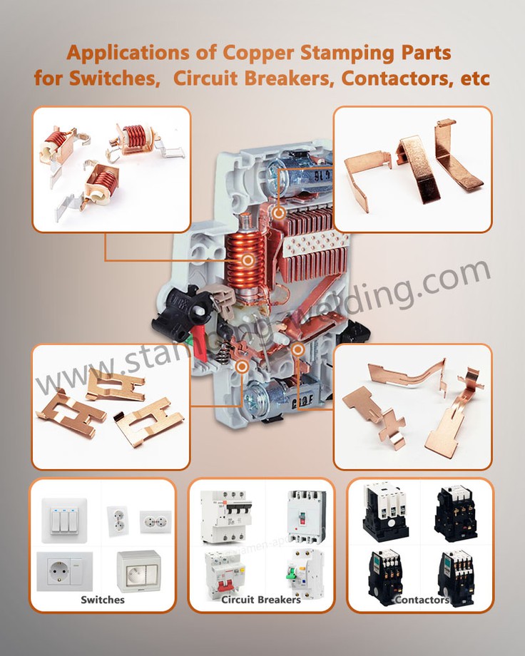 Applications of Copper Stamping Parts for Switches Circuit Breakers Contactors etc Applications of Copper Stamping Parts for Switches Circuit Breakers Contactors etc