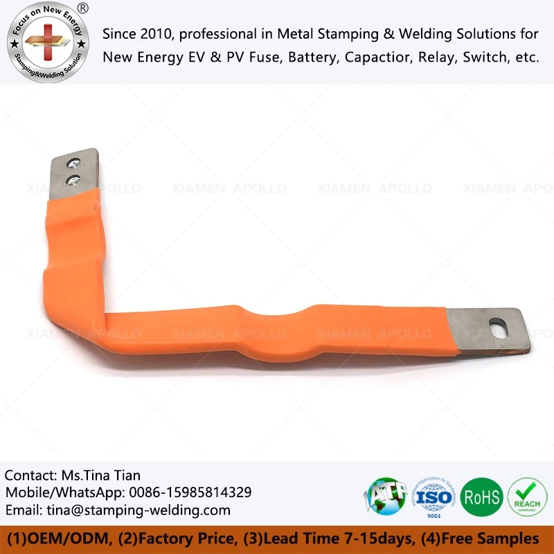 Copper Busbar with Orange Heat Shrink Tube Copper Busbar with Orange Heat Shrink Tube