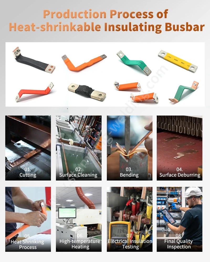 Production Process of Copper Busbar with Orange Heat Shrink Tube Production Process of Copper Busbar with Orange Heat Shrink Tube