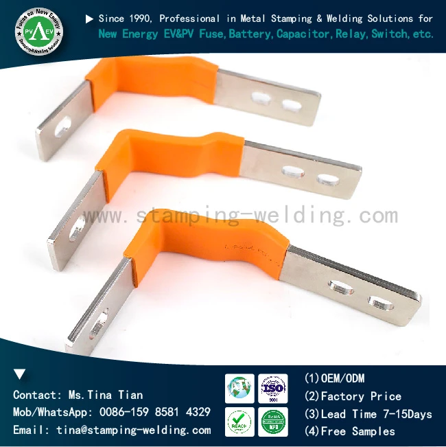 Insulated Flexible Copper Busbar with Orange PVC Dipping